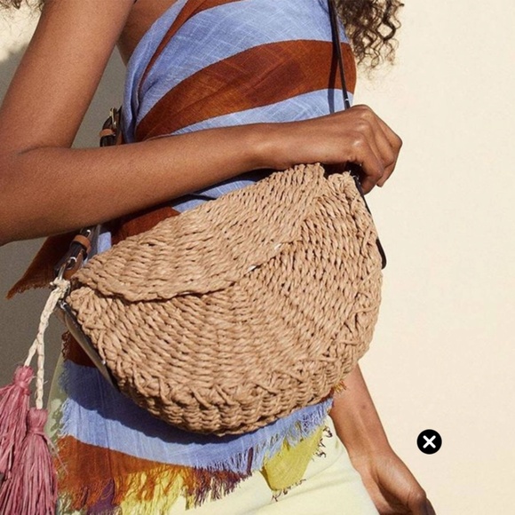 Porfois Crossbody Summer Vacation Beach Straw Lined Bag - Picture 2 of 14
